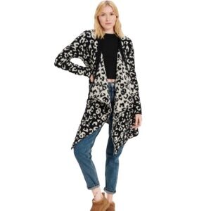 UGG Phoebe Wrap Sherpa Leopard Print Cardigan with Pockets, size S